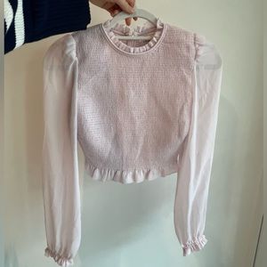 Aritzia Wilfred smocked chiffon blouse size XS